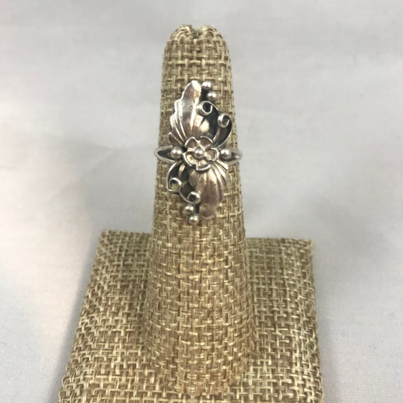 Silver Swirls Statement Ring Silver Swirl Cage Ring Long Statement Ring Flowers Swirls Meditation 925 Sterling Size 7 8 9