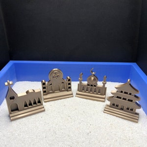 Miniatury kościołów, synagog, meczetów i świątyń do piaskownicy