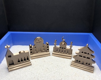 Church, Synagogue, Mosque and Temple Miniatures for Sandtray