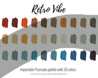 レトロな雰囲気の Procreate カラーパレット、iPad スウォッチ ファイル、イラスト カラー スキーム、iPad Procreate ツール、カラー スウォッチ