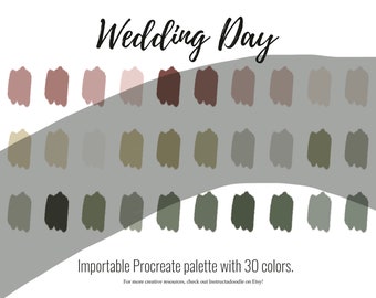 結婚式の日の豪華な Procreate カラーパレット、iPad スウォッチ ファイル、イラスト カラー スキーム、iPad Procreate ツール、カラー スウォッチ