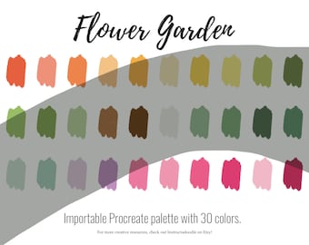 フラワーガーデンブライトプロクリエイトカラーパレット、iPad スウォッチファイル、イラストカラースキーム、iPad プロクリエイトツール、カラースウォッチ