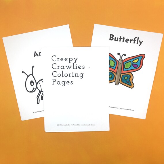 12 Printable Coloring Pages Creepy Crawlies Instant Download Printable Pdf Adult Coloring Coloring Books Coloring Pages