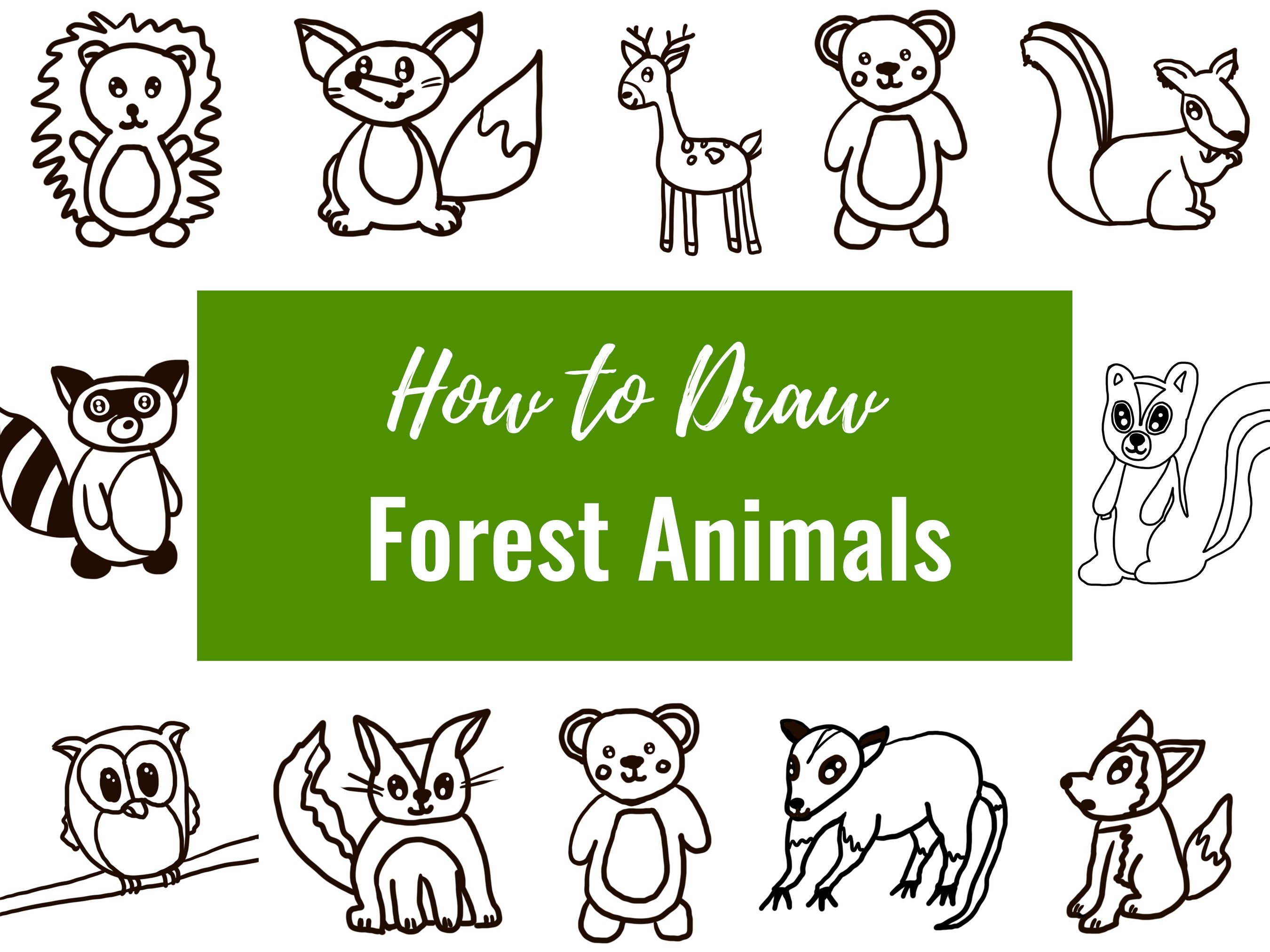 Forest Animals 12 Printable How to Draw Pages - Etsy UK Forest Animals 12 Printable How to Draw Pages - Etsy UK