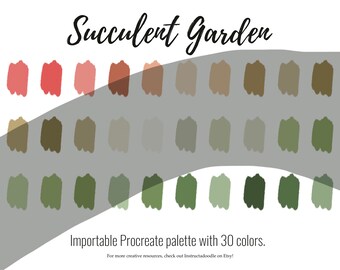 多肉植物ガーデン Procreate カラーパレット、iPad スウォッチ ファイル、イラスト カラー スキーム、iPad Procreate ツール、カラー スウォッチ