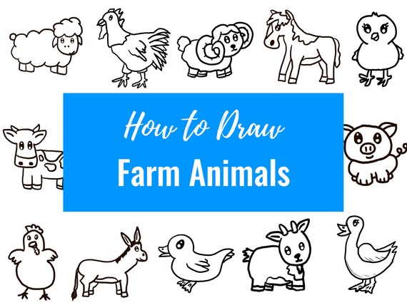 Farm Animals 12 Printable How to Draw Pages - Etsy Farm Animals 12 Printable How to Draw Pages - Etsy