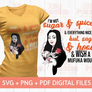 Sage and Hood svg | Morticia Addams svg | Halloween SVG, Funny Cricut Silhouette