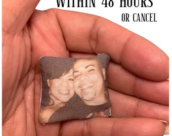 1/12 Scale Your Photo on a miniature Pillow. Memorial portrait dollhouse Gift