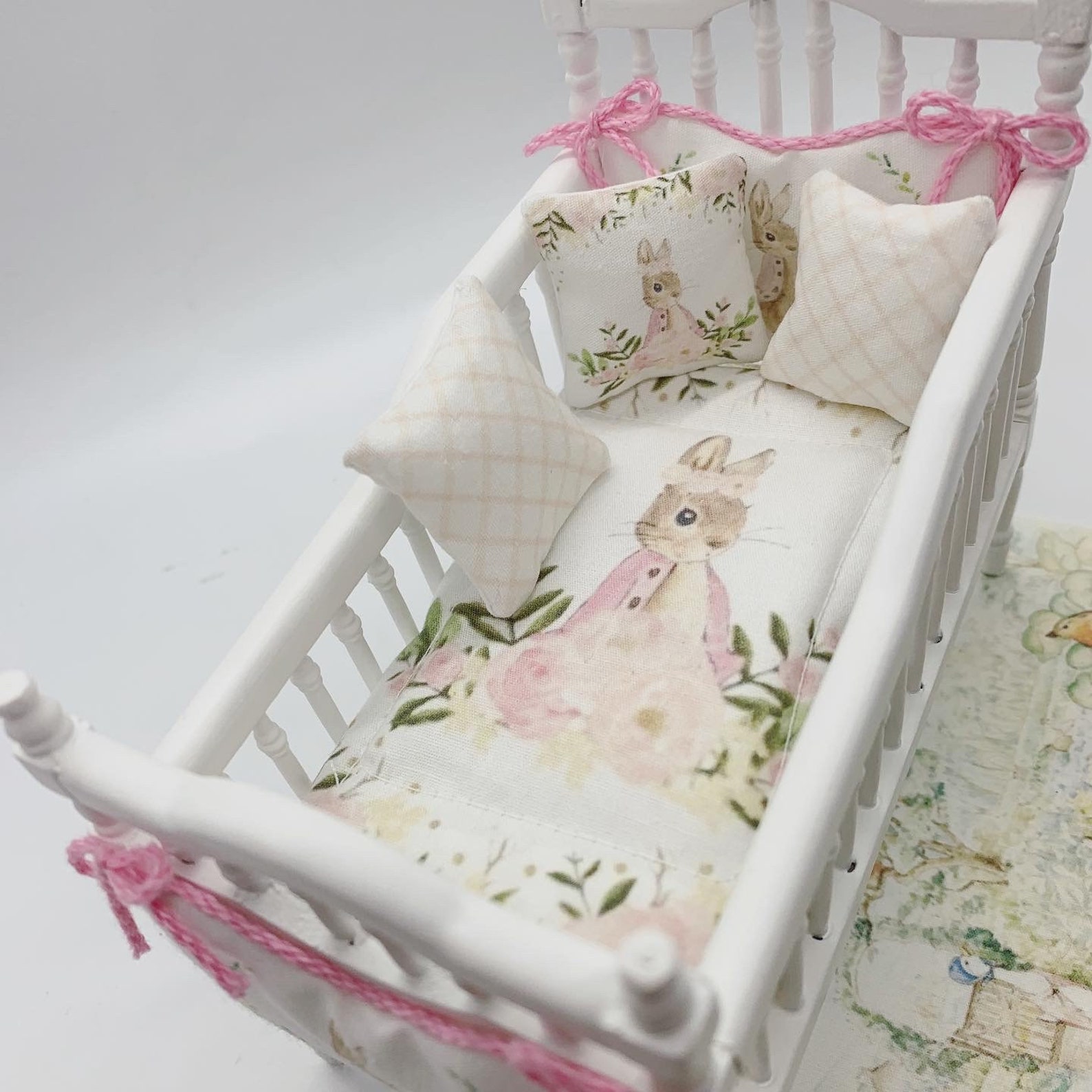 Miniature pink Peter Rabbit crib bedding set for Dollhouse Etsy