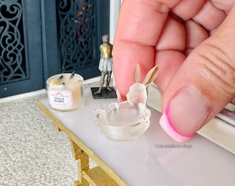 1/12 Scale Dollhouse  Clear Rabbit candy dish for Dollhouse Gift