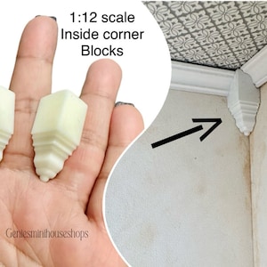 1/12 Scale Dollhouse Inside Corner Block 2 pc for moulding