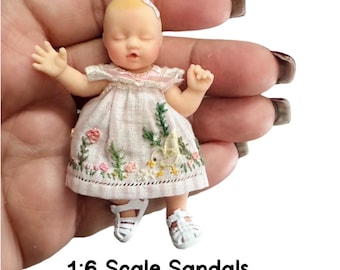1/6 Scale White  Sandals For Mini Silicone doll