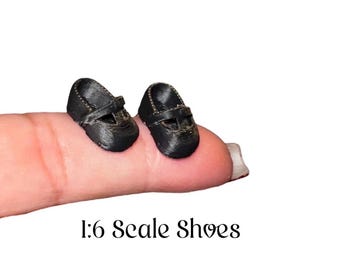 1/6 Scale Black  Maryjane Shoes  For Mini Silicone doll