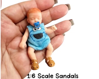 1/6 Scale Brown Sandals For Mini Silicone doll