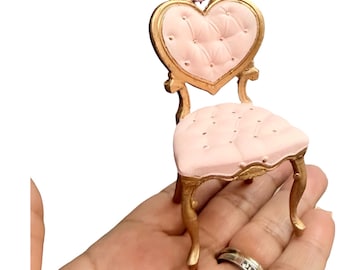 1/12 Scale Dollhouse Rococo Style Heart Shaped Tufted Victorian Chair