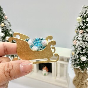 Miniature 1/12 scale Gold Sleigh for dollhouse