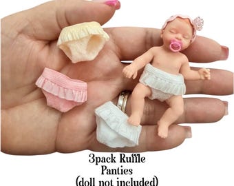 1/6 Scale Miniature Ruffle Panty 3 Pack for Your Mini Silicone Baby