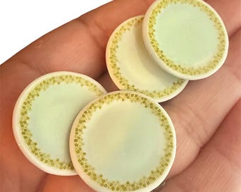 1/12 Scale Vintage Style   Green Daisy Flower  Print Plate set dollhouse Gift