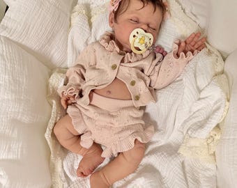 3 pc Knit vintage Blush Rose Outfit for Reborn or Newborn