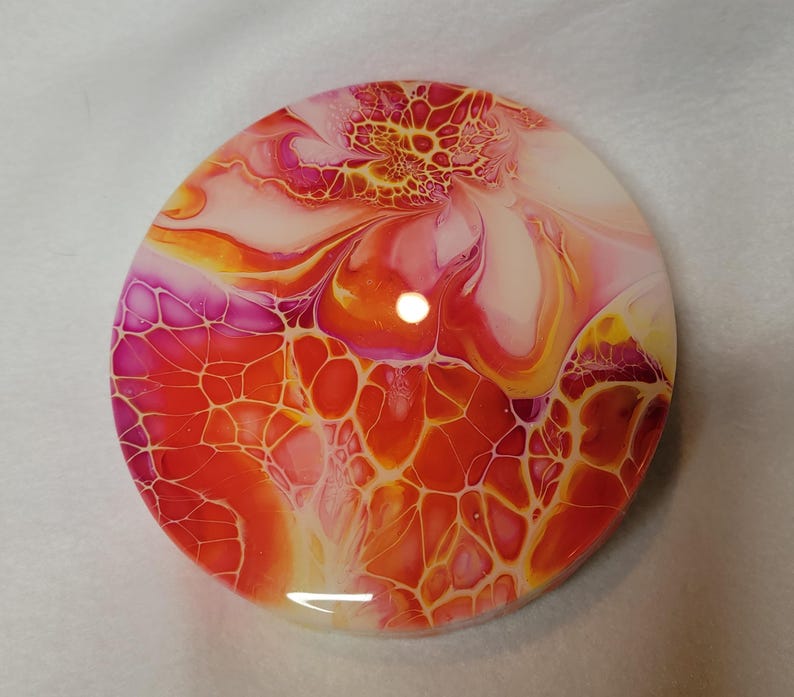 Vibrant Fluid Art With Resin Finish – Sheleeart Bloom Technique. 5 Inch ...