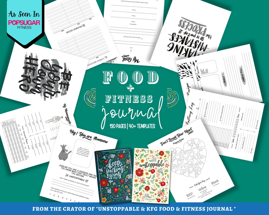 Food Journal Fitness Planner Printable Bundle, Meal Planner, Food ...