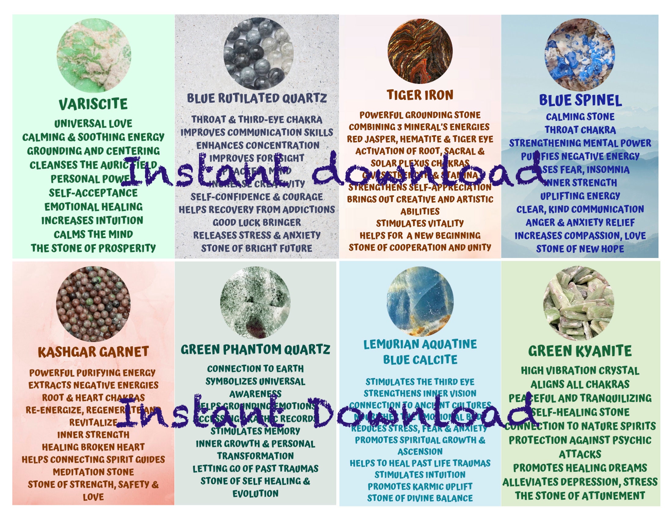 Printable Crystal Info Cards Set14 Metaphysical Properties Etsy UK