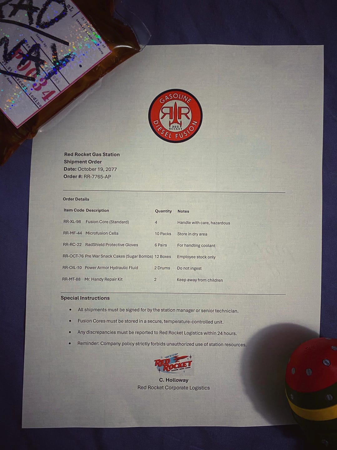 Fallout Red Rocket Invoice Letter - Etsy