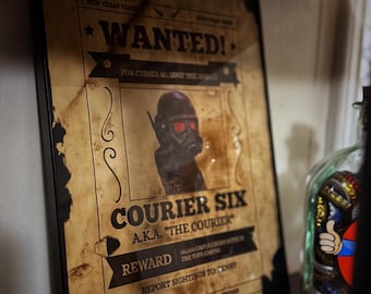 Fallout New Vegas Wanted Poster Courier Six  (Distressed/Framed)