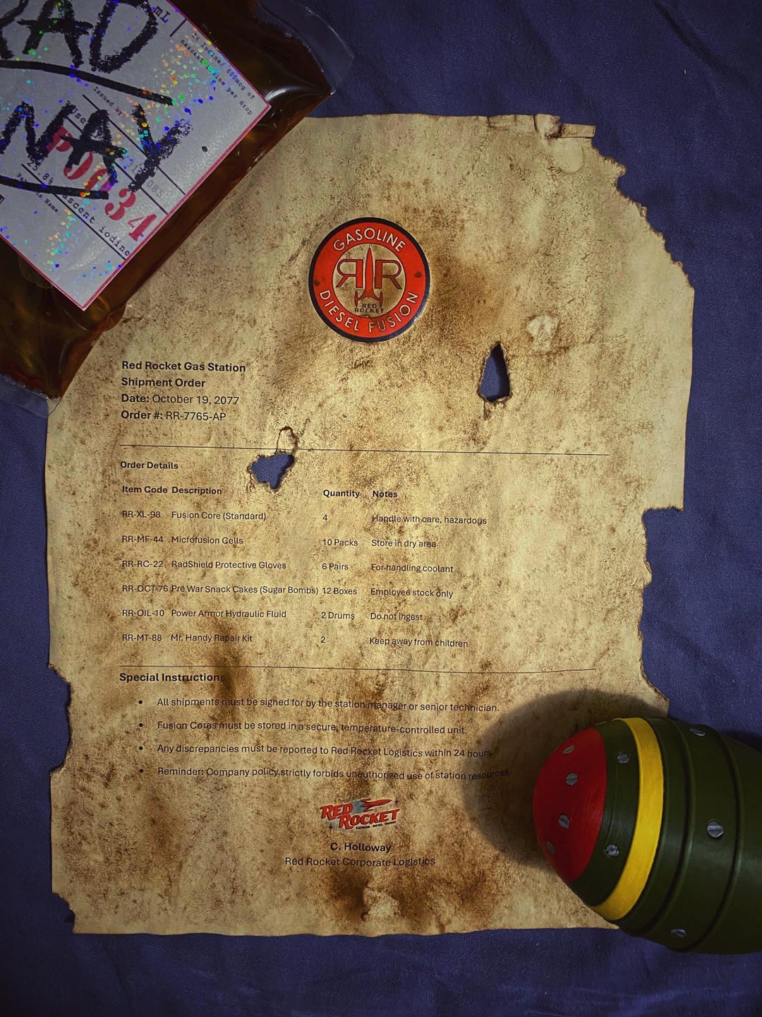 Fallout Red Rocket Invoice Letter (weathered) - Etsy