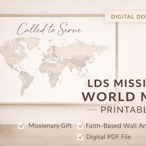 LDS Mission World Map Printable | Called to Serve Missionary Gift (Digital Download)
