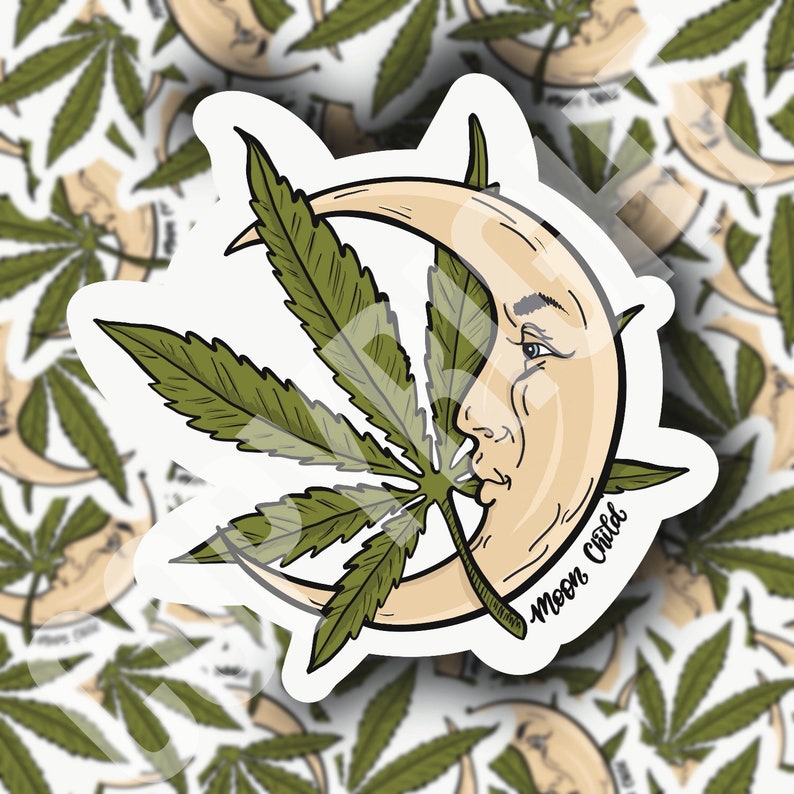 Stoner moon child sticker, moon child, stay wild sticker, moon sticker, weed sticker, pot sticker, 420 stickers, stoner girl sticker, bong 