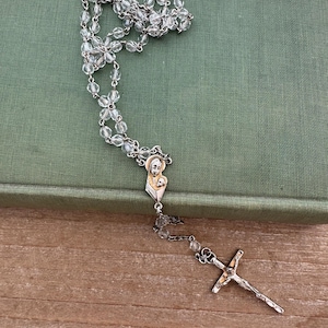 Vintage Rosary - Beautiful Silver and Clear Bead Rosary