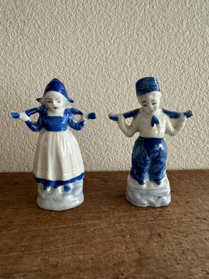 Vintage Dutch Boy Girl Figurines Blue & White Porcelain Set ~ Made in ...