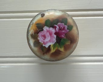 Vintage Mini Jewlery Box - Vintage Vanity Porcelain Pill Box - Floral Porcelain Box - Handpainted Trinket Box - Pot Trinket Box