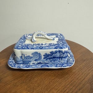 Vintage Spode Blue Italian England Cheese Dish