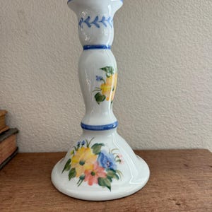 Andrea by Sadek Porcelain Candleholder Flower Floral 7&quot; Tall made in Thailand - Floral Candlestick Holder - Girlie Room Decor - Floral Room