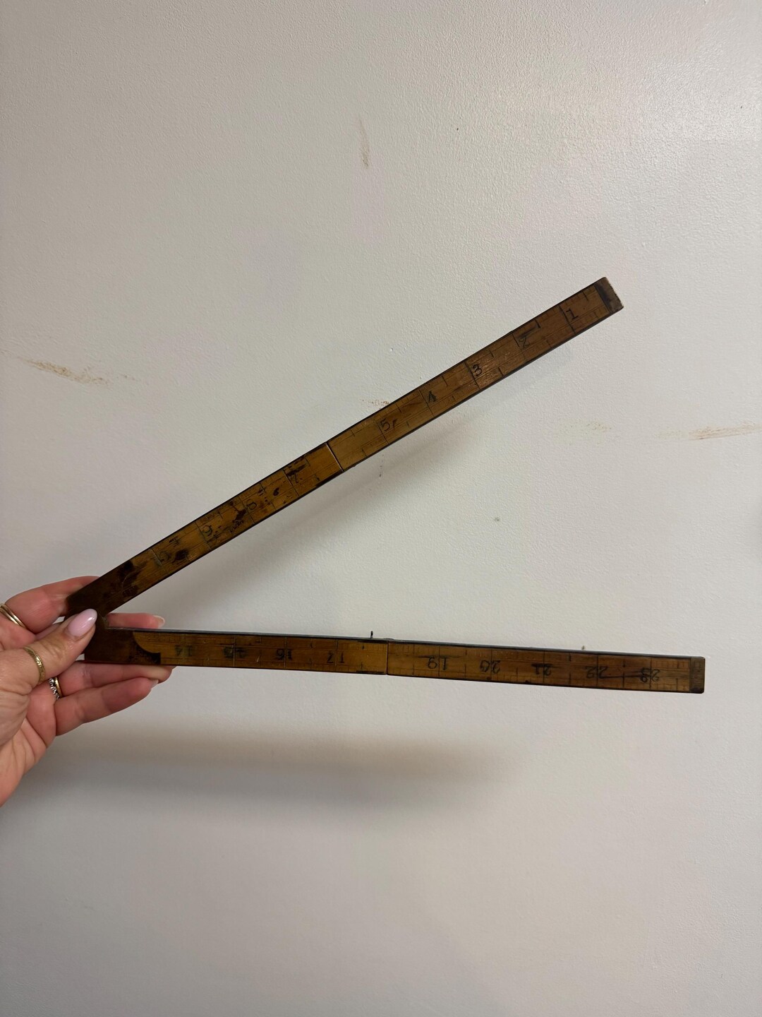 Vintage Wooden and Brass Folding Ruler - Vintage and Brass Ruler ...