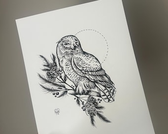 Owl Hand Drawn Art Print