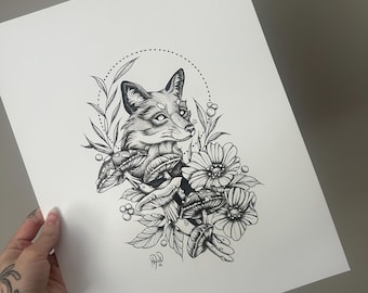 Fox Hand Drawn Art Print