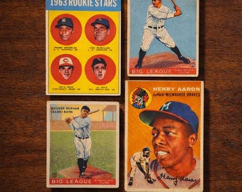Ruth, Gehrig, Rose y Aaron: Novatos Icónicos • Juego de Exhibición de 4 Tarjetas de Reimpresión Envejecida