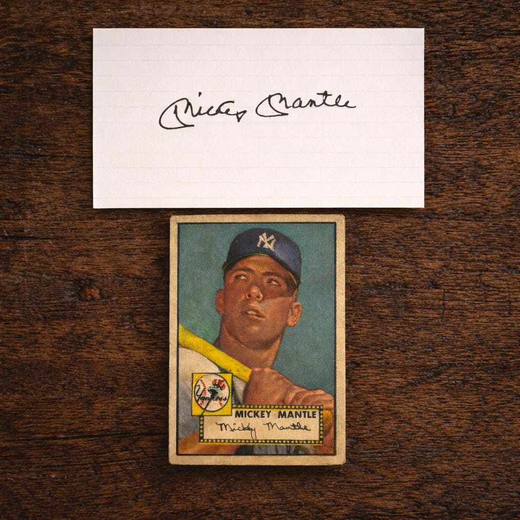 Mickey Mantle 1952 Aged Reprint Card & Facsimile Autograph Set - Etsy