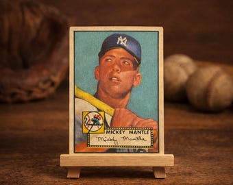 Tarjeta de presentación novedosa de Mickey Mantle, diseño Topps de 1952, reimpresión envejecida
