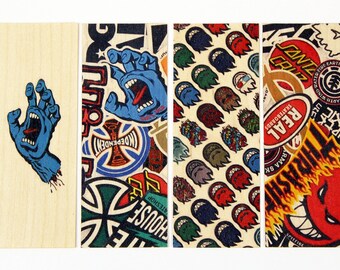 Hard Maple Wood Veneer For Fingerboard - Pre-Printed Graphics! - Santa Cruz  Thrasher Independent Spitfire