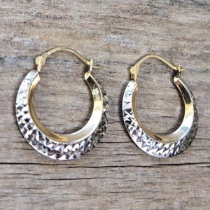 14K Two Tone Gold Hoop Earrings
