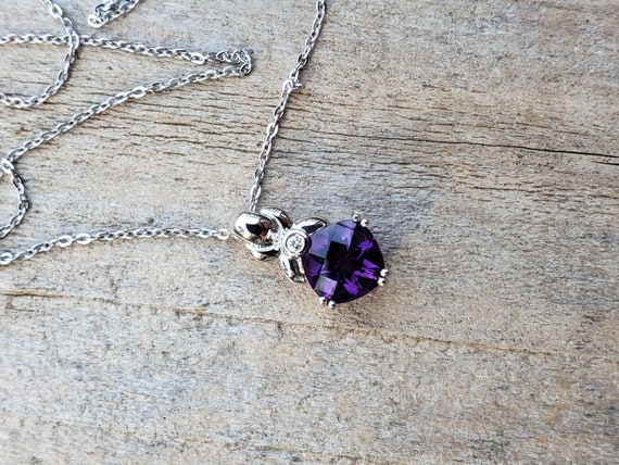 14K Amethyst Diamond Necklace - image 5