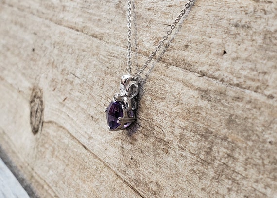 14K Amethyst Diamond Necklace - image 2