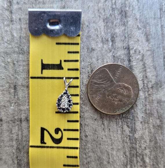 14K Diamond Blue Topaz Dainty Pendant View 5