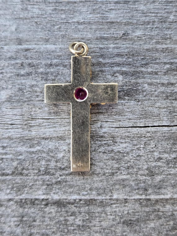 10K Nugget Ruby Cross Pendant - image 5