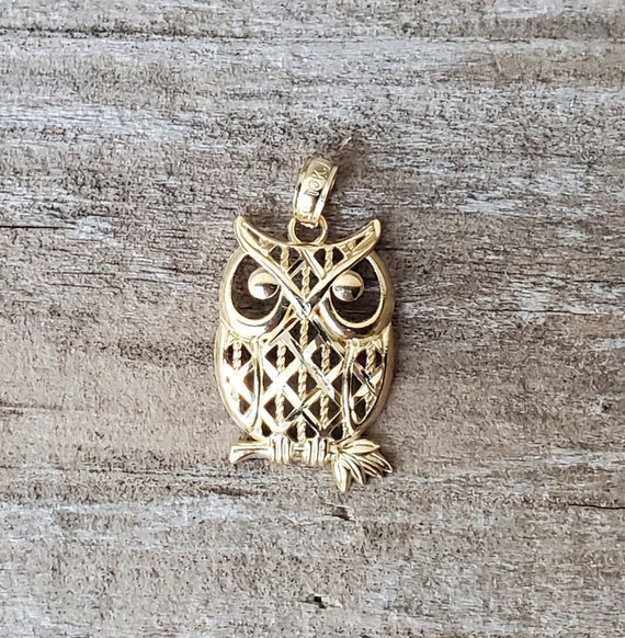 10K Owl Necklace Pendant Designer Michael Anthony