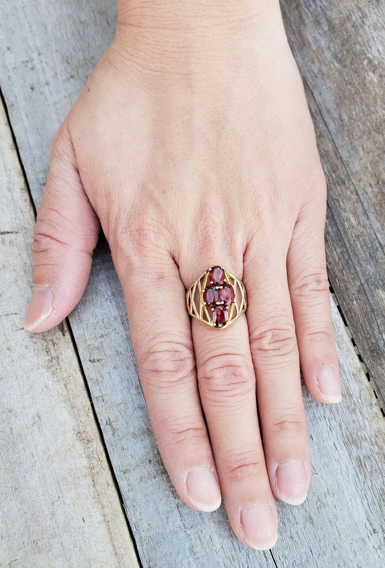 Vintage 14K Garnet Cocktail Ring